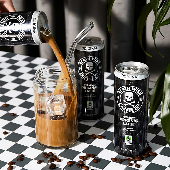 Death Wish Coffee Iced Coffee Cold Brew 8g Protein Fair Trade (Classic Latte)