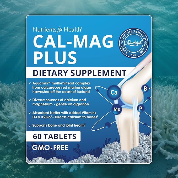 Rawleigh Cal-Mag Plus: 60 Tablets 600mg Calcium 250mg Magnesium Aquamin Vitamin D3 &amp K2 Boron Phosphorus 7 Forms of Calcium &amp 5 Forms of Magnesium High Absorption Bone &amp Joint Supp