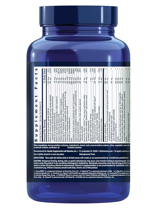 Life Extension Mix Tablets high-Potency Advanced Vitamin Mineral Fruit &amp Vegetable Formula Vitamin C B D E Magnesium for Whole-Body Health Healthy Aging Gluten-Free 240 Tablets
