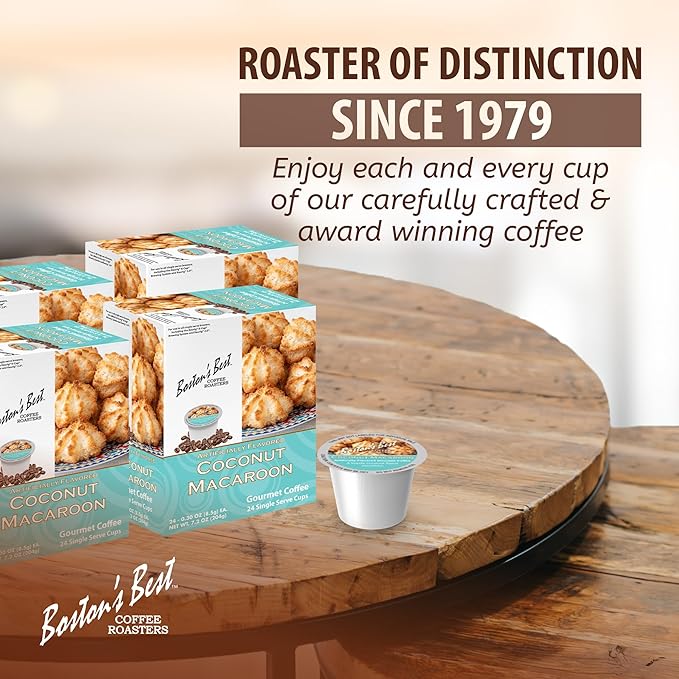 Boston’s Best - Coconut Macaroon Flavored Delicious Gourmet Coffee Compatible with Keurig Coffee Maker 24 Count (Pack of 4)