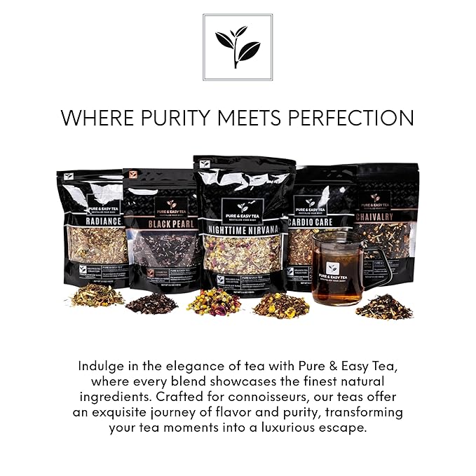 Pure And Easy Tea Nighttime Nirvana Caffeine-Free Herbal Sleep &amp Relaxation Tea Loose Leaf Blend with Chamomile Lavender &amp Lemon Balm Premium Wellness Tea (100g)