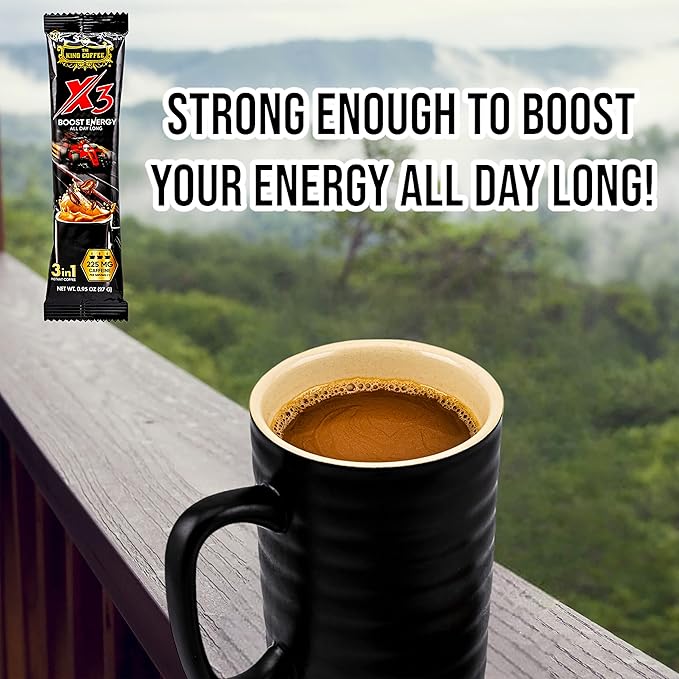 King Coffee 3in1 X3 Instant Vietnamese Coffee Packets Box 12 sticks x 0.95 oz (27g) Boost Energy Cafe Mix Perfect for Powerful Day (1)