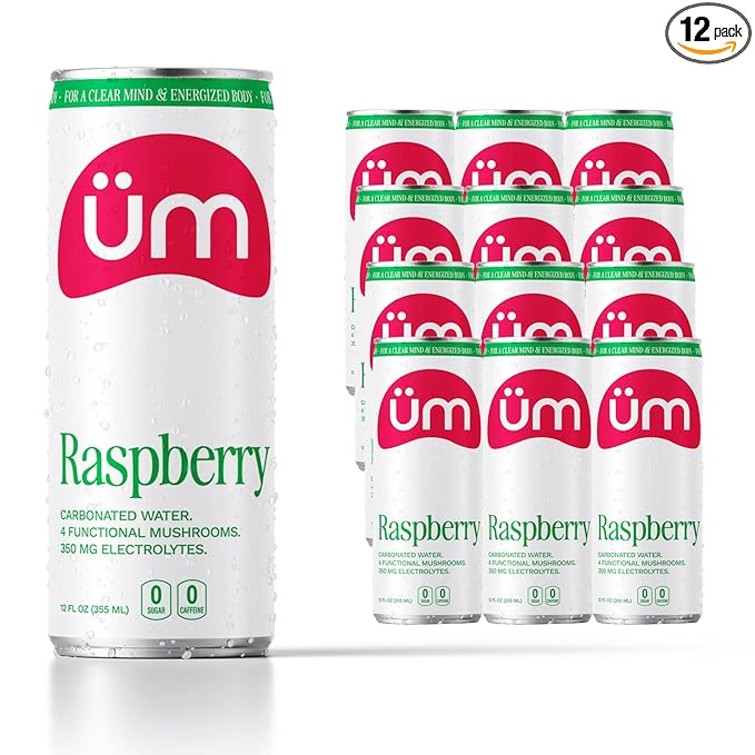 üm Functional Sparkling Water with Lions Mane Cordyceps Reishi Chaga &amp Electrolytes - Mental Clarity Energy Immunity Stress Relief Hydration - Zero Sugar Zero Caffeine 12fl oz Pack of 1