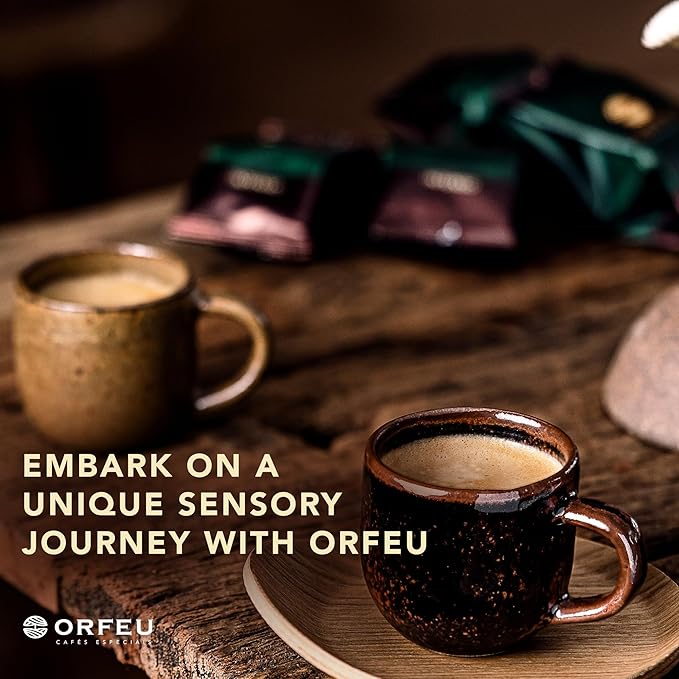 ORFEU - Special Ground Coffee - 100% Arabica Roasted &amp Ground Medium Roast - Chocolate and Caramel Sensory Notes - Velvety High Sweetness Medium Acidity - Organic 8.8 oz
