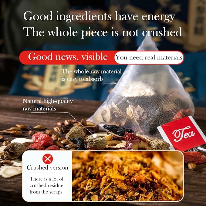 Ginseng Five Treasures Tea Wubao 250g/8.8oz Ginseng Six Treasures Kidney Tea Men’s Maca Herbal Men's Energy Husband Huangjing Mulberry Goji berries Red Jujubes