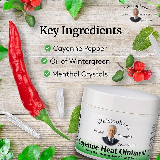 Christopher's Original Formulas Cayenne Heat Ointment Warming Herbal Topical for Discomfort &amp Circulation 2 fl oz