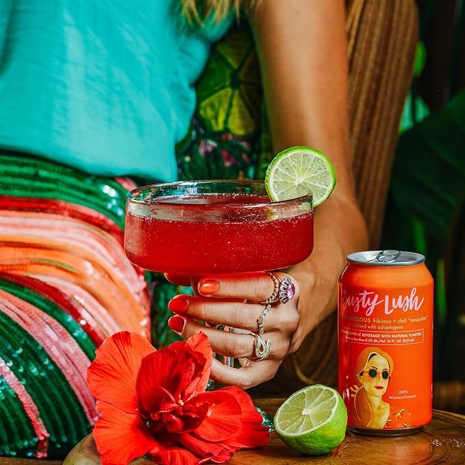 Busty Lush Craft Mocktails – Non-Alcoholic Sparkling Drinks Zero Proof Drinks Mezcalita Alcohol Alternative – Infused with L-Theanine Low Calorie Ready to Drink | 12 oz (8-Pack)