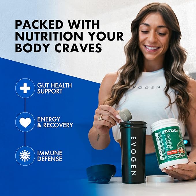 Evogen Evogreens - Super Greens Powder | Promotes Recovery Wellness &amp Immune Health | Greens Superfood Powder with Spirulina Probiotics Pomanox Pomegranate Extract | Fruit Punch | 30 Servings
