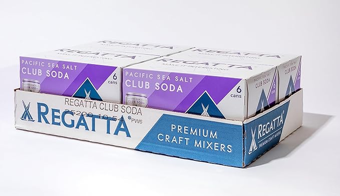Pacific Sea Salt Club Soda Regatta Craft Mixers Zero Calorie Premium Cocktail Mixer 7.5oz Case of 24 Sleek Mini Cans