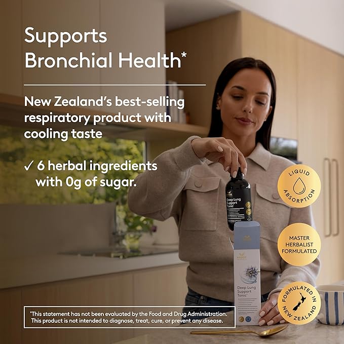 Deep Lung Support Tonic Herbal Formula for Respiratory Health Clear Breathing Bronchial Congestion Plant-Based - 7.8 fl oz (15 Servings)