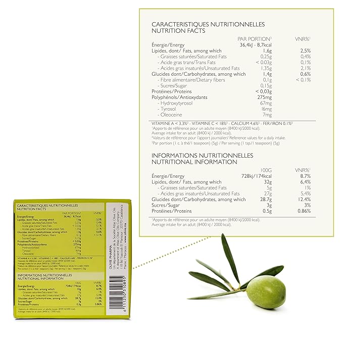 Organic Olive Leaf Extract Capsules PowerUp Pearls by OLIVIE Hydroxytyrosol Supplement Antioxidant Polyphenols Immune &amp Brain Support 100g