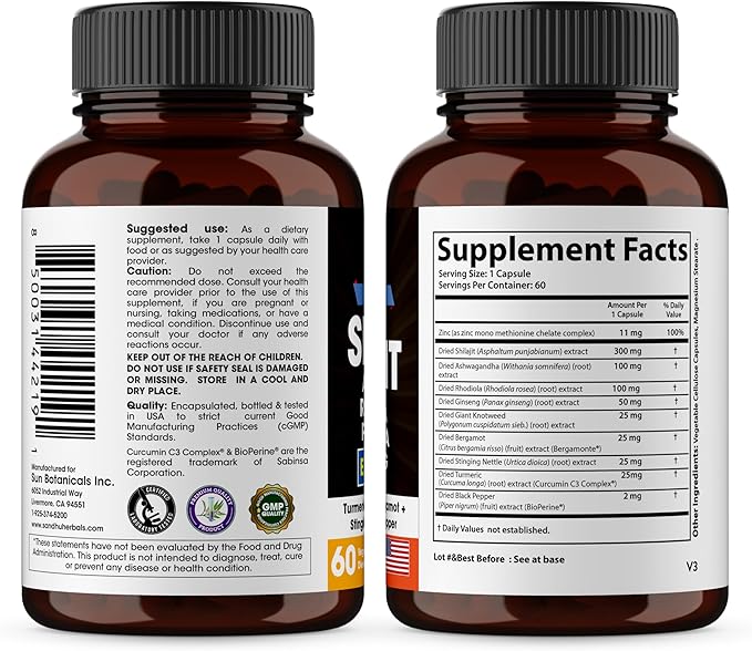 Shilajit Pure Himalayan for Men &amp Women | 120 Capsules with Ashwagandha | High Potency and Energy Supplement | Better Absorption than Gummies | For Extra Power and Stamina | Combo with Sea Moss