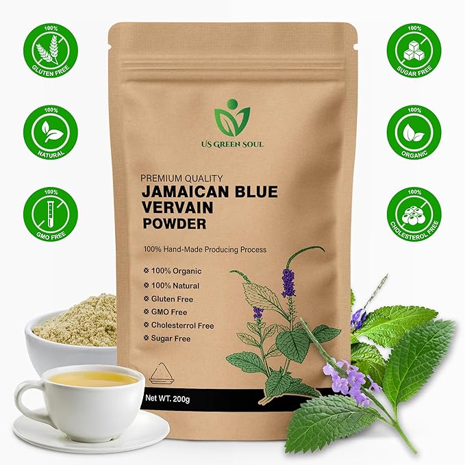 Jamaican Blue Vervain Tea - 100% Pure Healthy Wild-Crafted Herbal Leaf for Teas and Wellness Well Cleaned Leaves Tea