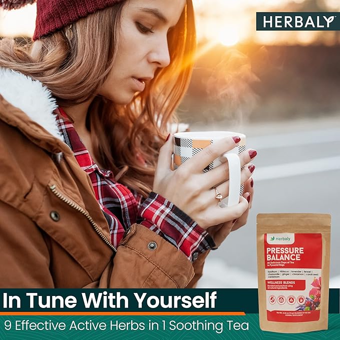 Herbaly Heart Functional Tea - 9 Superherbs - Natural Organic Non-GMO Caffeine-Free Sugar Free - 1 Pack 30 Pyramid Tea Bags