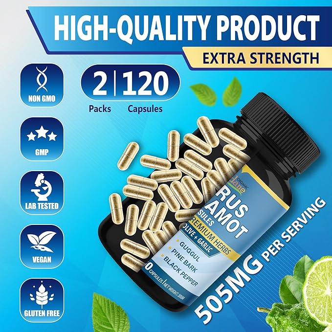 Cadane 2 Packs Citrus Bergamot Extract Capsules with Berberine Olive Guggul Garlic Pine Bark Black Pepper | 4 Months Supply