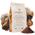 Lifeboost French Vanilla Cognition Mushroom Coffee - Low Acid Medium Organic Coffee with Nootropic Lions Mane &amp Chaga Mushrooms - Increase Energy Boost Focus &amp Immune Support - 12 oz Bag - Gr