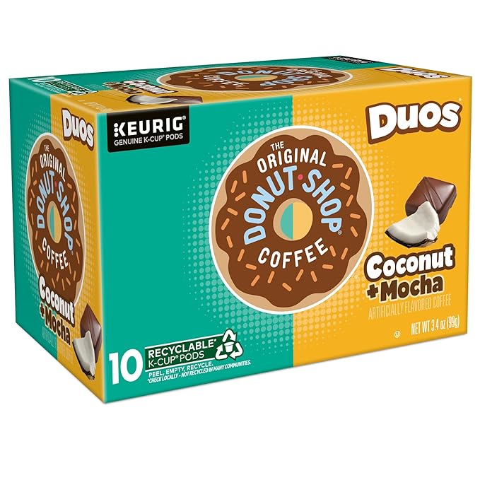 The Original Donut Shop Duos Coconut + Mocha Coffee Keurig Single Serve K-Cup Pods Medium Roast Coffee 60 Count (6 Packs of 10)