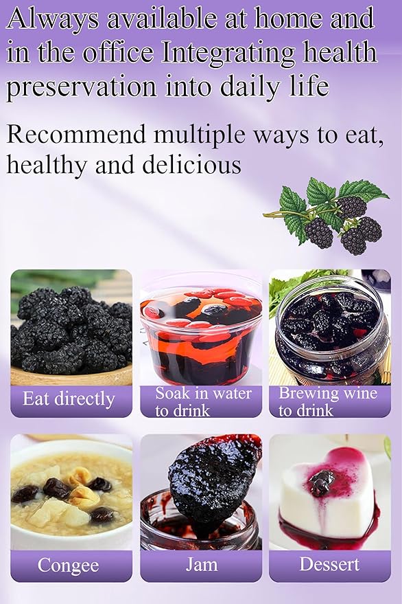 Black Mulberry Tea Dried Black Mulberries 12.7oz/360g Mulberry for Snack＆Baking Vegetarian Friendly桑葚干 黑桑葚 桑葚
