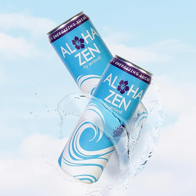 Zenbodi Aloha Zen Grape Burst - AWAKEN Functional Beverage - 12 Pack Energy Drink Zero Sugar Energy Drinks with L-Alpha GPC Caffeine and L-Theanine