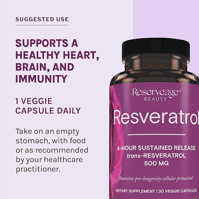 Reserveage Beauty Resveratrol 500 mg Antioxidant Supplement for Heart and Cellular Health 30 Caps &amp Ultra Collagen Booster Skin Supplement Supports Healthy Collagen Production 90 Caps