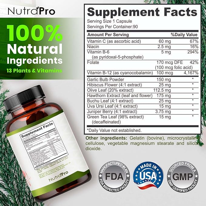 Heart Health Blood Pressure Support Supplement - Support Blood Pressure &amp Healthy Circularity Naturally with Hawthorn Berry &amp Hibiscus.Vitamins Pills for Healthy Hypertension (BP) &amp Health