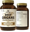 HEART &amp SOIL – 100% Grass Fed &amp Finished Beef Organs from Regenerative Cattle with Liver Heart Kidney Pancreas &amp Spleen – 3000mg Beef Organ Supplement for Women &amp Men – Glass Bottle