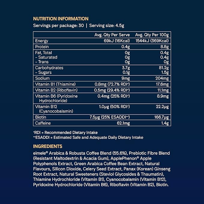 Pro-tabolism Plus Coffee Sachets 30 Sachets – Supports Metabolism &amp Energy – Arabica &amp Robusta with ApplePhenon Green Coffee Extract Prebiotic Fibre &amp B-Vitamins – Vegan Gluten Free