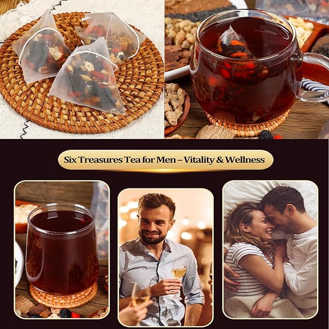 kidney Tea Formula Ginseng Six Treasure Tea 6 Precious Ingredients Formula for Kidney Detox Natural Ginseng Five Treasures Teabag for Women &amp Men No Additives Sugar&ampCaffeine (50 Pcs 2 Bags