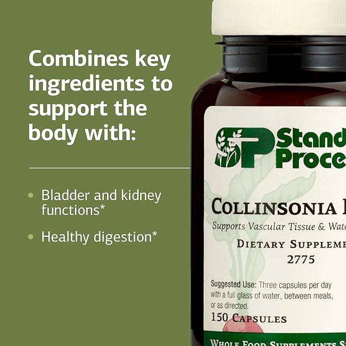 Standard Process Collinsonia Root - Healthy Vascular Tissue Support Supplement - Bladder &amp Kidney Health Supplement with Collinsonia Root - Supplement to Aid Digestive Health - 150 Capsules