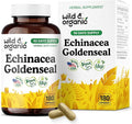Wild &amp Organic Echinacea Goldenseal Capsules - Immune &amp Lung Support - Echinacea Extract Supplement - Hydrastis Canadensis &amp Purpurea - Vegan No Fillers Non-GMO - 180 Count