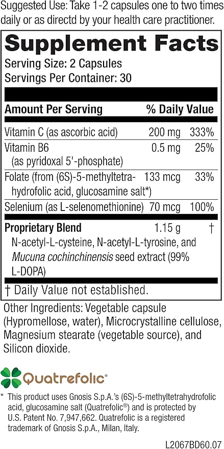 NeuroScience Balance D - Mood Support Supplement for Energy Focus &amp Brain Health - Vitamin B6 Folate &amp More - Aid Dopamine Synthesis for Healthy Craving Control &amp Cognition (60 Capsules)