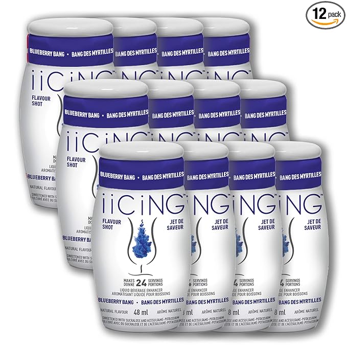 iiCiNG Flavour Shot – Blueberry Bang – All Natural flavours | Zero Calories | 1 bottle | 48ml | 24 servings | You’re in control of your own flavour | All you need to do is squirt | 12 pack