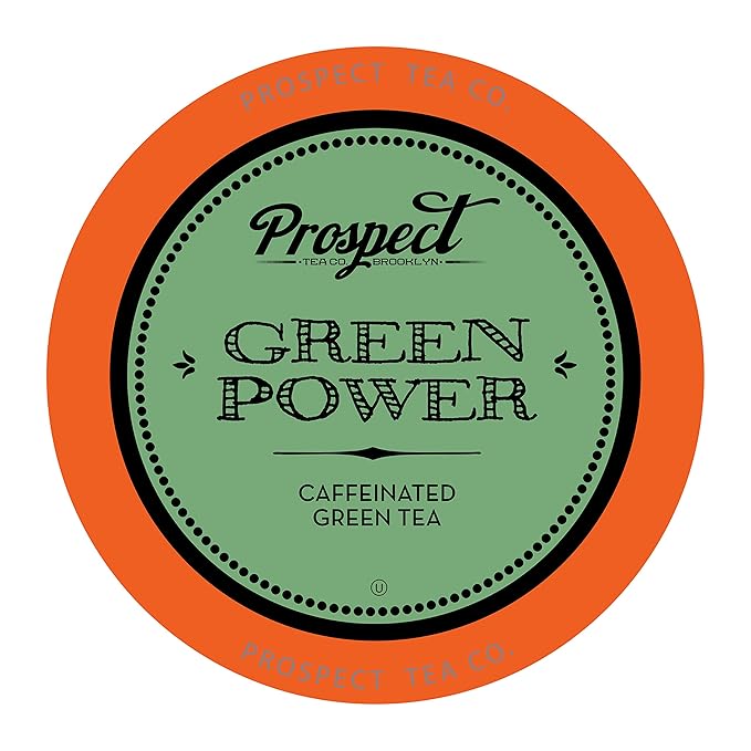 Prospect Tea Co. Green Power Caffeinated Tea Pods Compatible with K Cup Brewers Including 2.0 40 Count