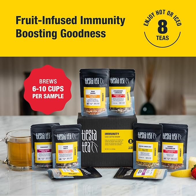 Tiesta Tea - Herbal &amp Rooibos Tea Sampler Dry Flight Set Loose Leaf No Caffeine Blend Makes Hot &amp Iced Assorted Herbal Rooibos Fruit Blends &amp More 8 Resealable Sample Pouches