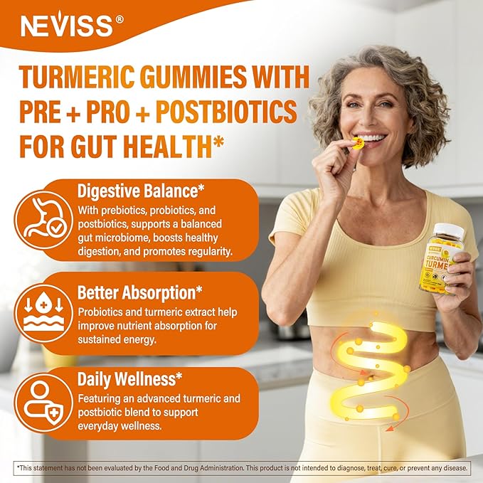 Sugar Free Turmeric Curcumin Filled Gummies 550mg for Adults Ginger &amp Black Pepper | 95% Curcuminoids w/Prebiotic Probiotic &amp Postbiotic Blend Support Immune &amp Digestive Health Vegan
