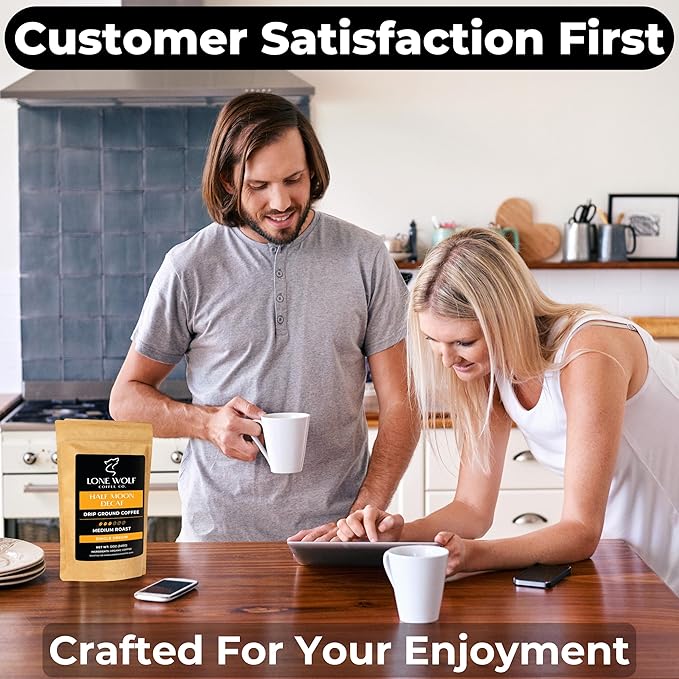 Half Moon Decaf - 3-Pack - Freshly Roasted After Your Order – Specialty Grade Swiss Water Process Low Acid Organic Single Origin Medium Roast Drip Ground Coffee – Pack of 3 (12 Ounces Each)