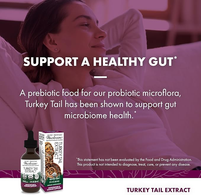 Host Defense Turkey Tail Extract - Digestive Health &amp Immune Response Support Supplement - Mushroom Supplement for Gastrointestinal &amp Gut Microbiome Support - 2 fl oz (60 Servings)*