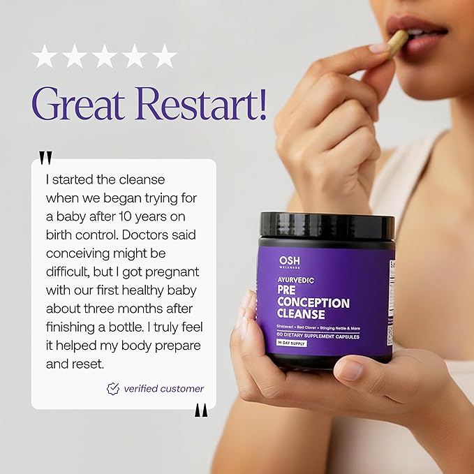 Ayurvedic Preconception Cleanse | Ovarian &amp Uterus Cleanse for Hormonal Balance | TTC Support | PCOS Supplements | Cycle Regularity | with Stinging Nettle Red Clover and more | 30 Servings