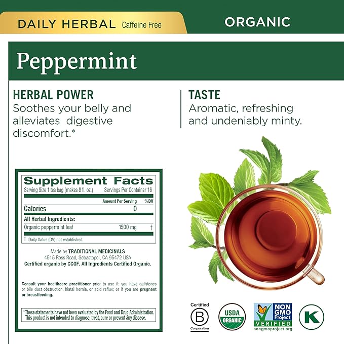 Traditional Medicinals Organic Herbal Tea - Six Calming Flavors Chamomile Hibiscus Peppermint Lemon Balm Lemon Ginger &amp Passionflower 96 Tea Bags (6 Pack)