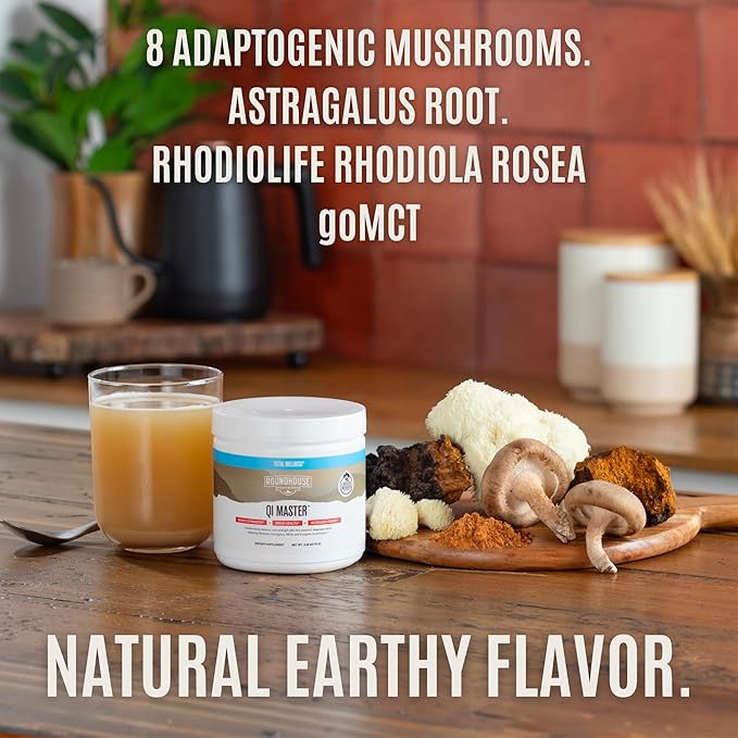 ROUNDHOUSE PROVISION Qi Master Adaptogen Blend Earthy Mushroom Flavor with Astragalus Root Rhodiolife Extract MCT 8 Organic Mushrooms (30 Scoops) by Chuck Norris