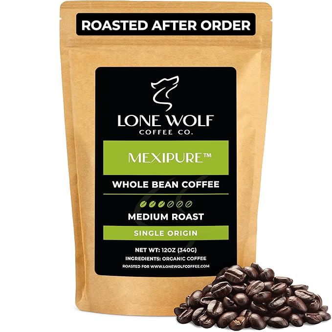 Mexipure - Freshly Roasted After Your Order – Specialty Grade Organic Single Origin Medium to Dark Roast Whole Bean Coffee No Bitterness Ethically Sourced 12OZ Compostable Bag