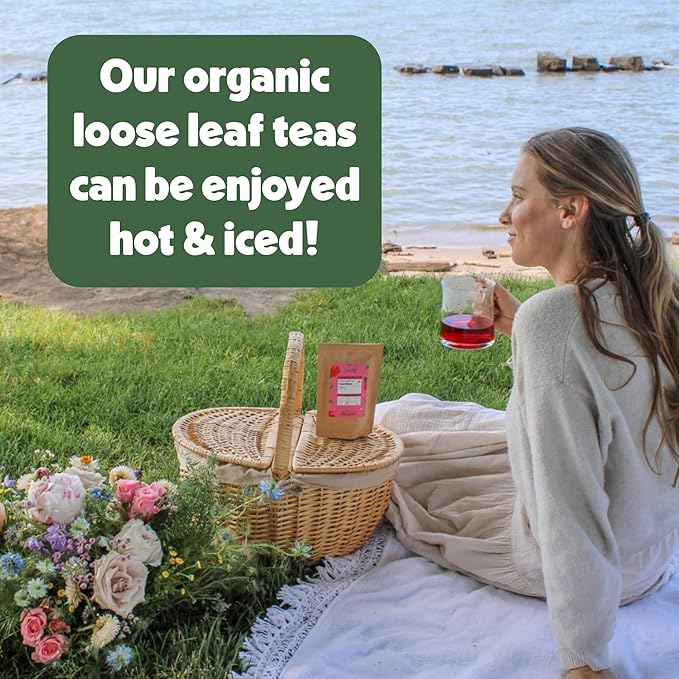 Heavenly Tea Leaves Organic Blueberry Delight Loose Leaf Herbal Tea 4 oz. (Approx. 50 Cups of Tea) - Naturally Caffeine Free Perfect Hot or Iced Fruity Flavor