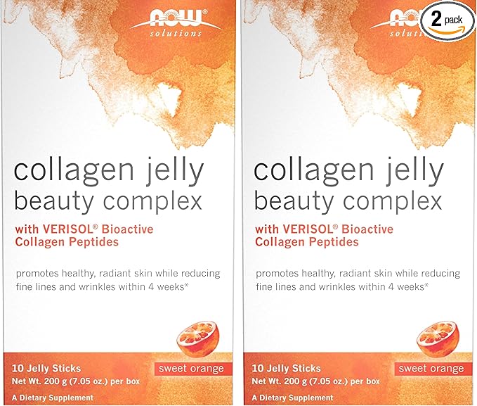 NOW Solutions Collagen Jelly Beauty Complex Sweet Orange Flavor 10 Jelly Sticks (Pack of 2)
