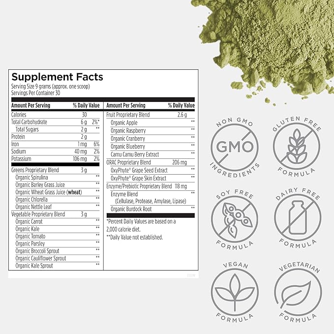 Designs for Health EssentiaGreens and Reds (Unflavored 30 Servings) Vegan Superfood Powder with Spirulina Kale Apple &amp More for Daily Nutrition and Digestive Health