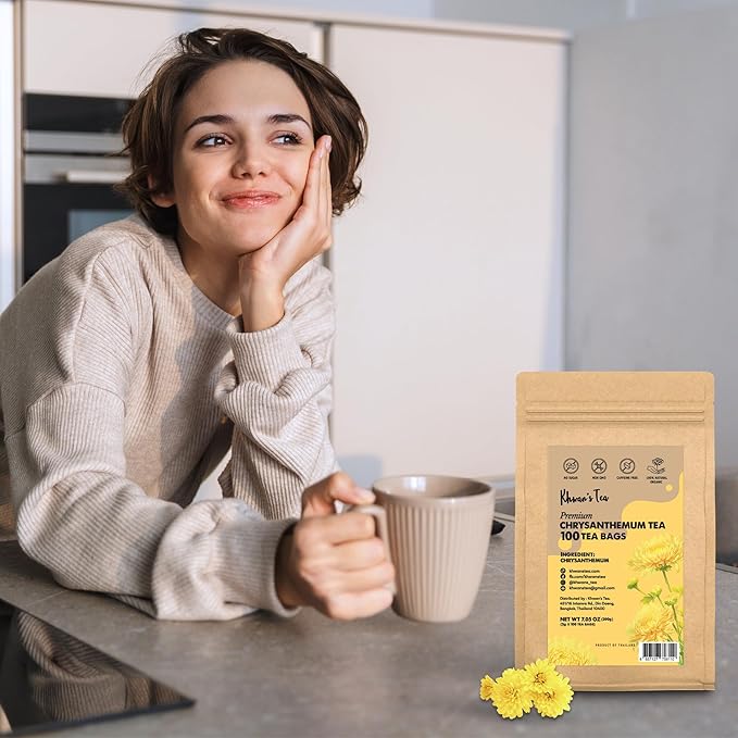 KHWAN’S TEA Chrysanthemum Flower Tea – Premium Herbal Tea Caffeine-Free Sun-Dried Flowers Soothing Aroma Perfect for Relaxation