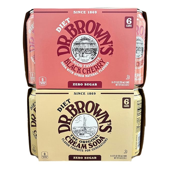 Dr. Browns Soda 12 pack (6) Diet Cream Soda and (6) Diet Black Cherry 12 fl oz Cans