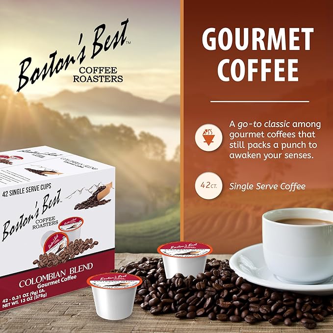 Boston’s Best - Colombian Blend Delectable Gourmet Coffee Bold Medium Roast Compatible with Keurig Coffee Maker - 1 Count (42 Single Serve Cups)