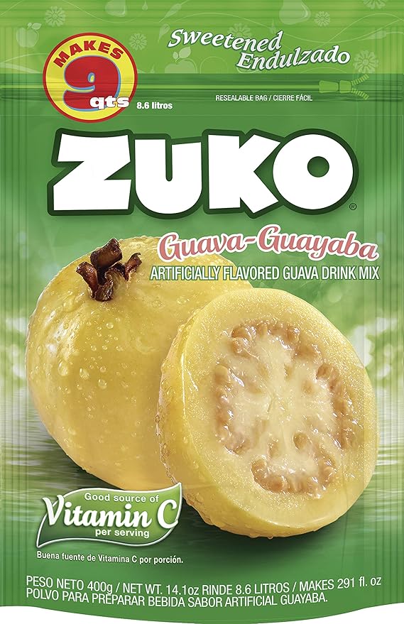 Zuko Guava Instant Powder Drink | Family Pack | No Sugar Needed | Vitamin C | 14.1 Ounce (Pack of 6)