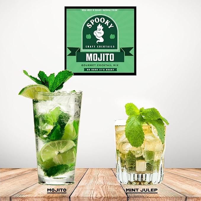SPOOKY - Mojito Mix - With Real Lime Juice Spearmint &amp Sugar - No Artificial Colors Flavors or Corn Syrup - Premium Gluten Free Cocktail Mixer - 32 Oz ( Pack of 2)