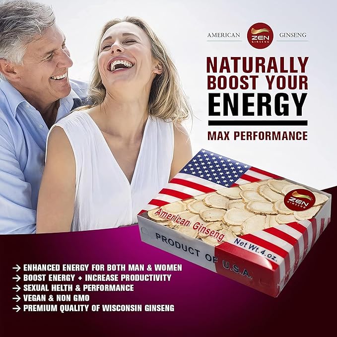 1 Box of Hand Selected American Wisconsin Ginseng Slice (4 Oz.) - Boost Your Immune System Fast